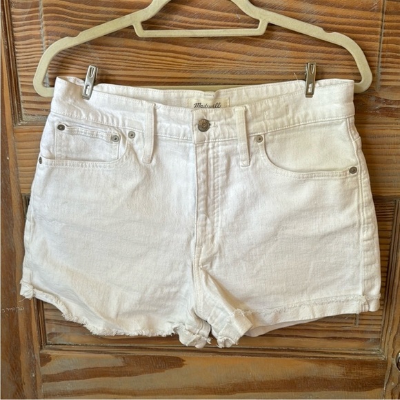 Madewell Pants - Madewell - High Rise White Denim Jean Shorts - 30